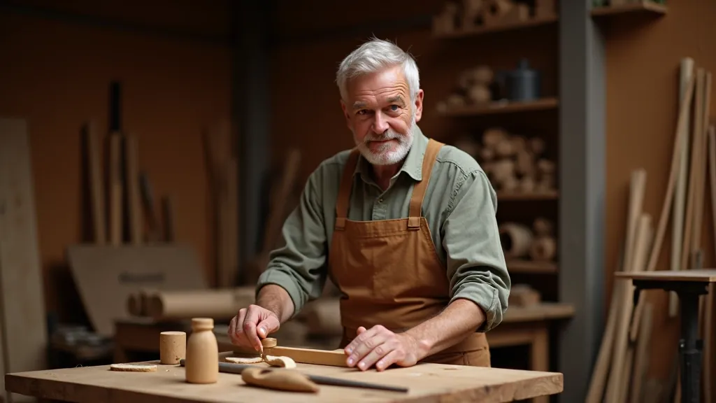 Master craftsperson demonstrating traditional Latvian wood carving technique with hand tools on decorative pattern