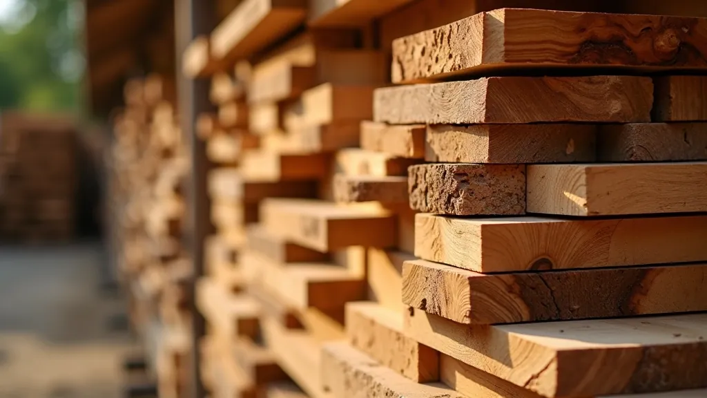 Stack of natural Baltic birch and oak wood materials